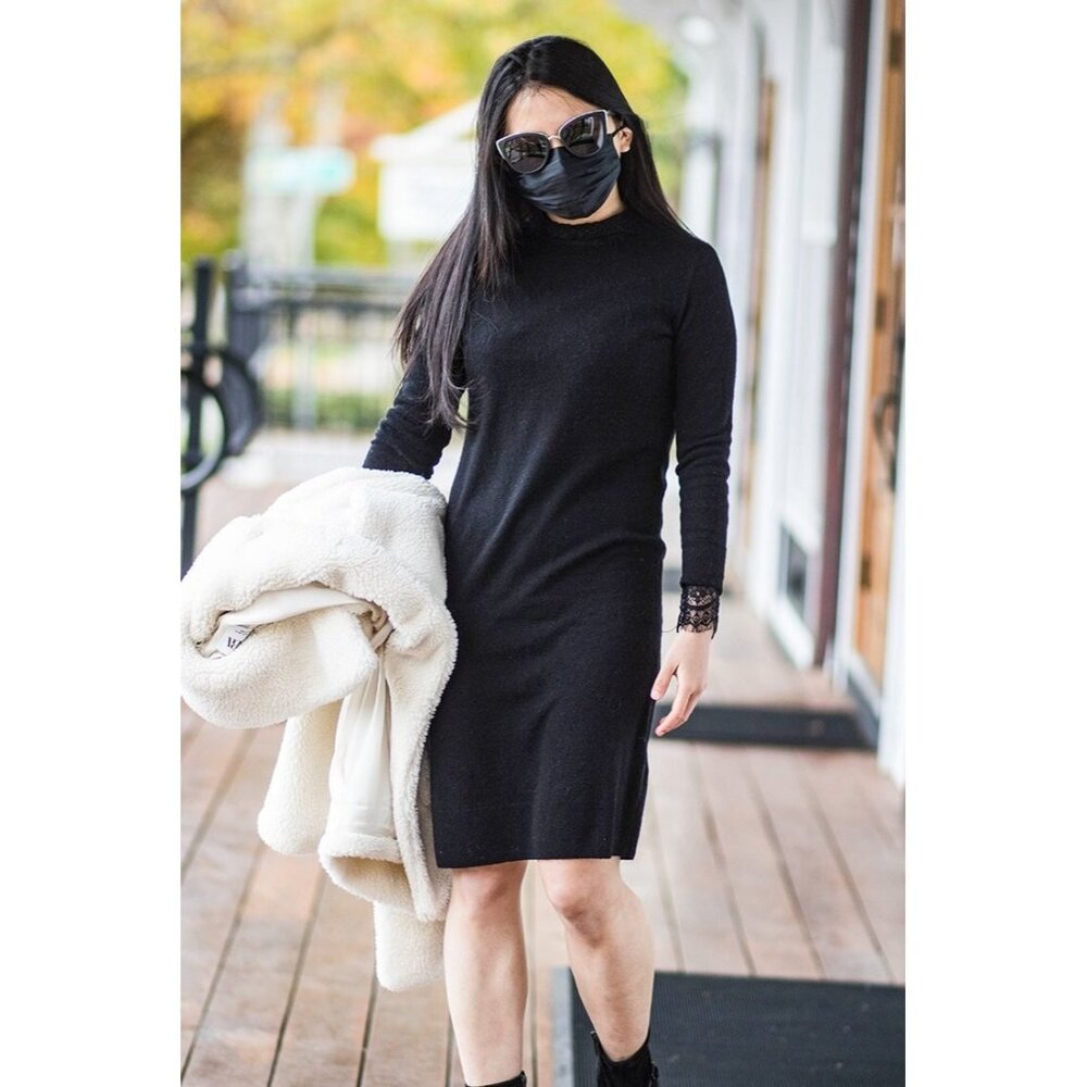 NWT J.Crew Long-sleeve Everyday Cashmere Crewneck Sweater Dress in Black XS - Picture 6 of 7